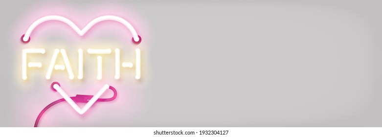 Vector realistic isolated neon sign of Faith logo for template decoration and layout covering. Concept of Happy Easter and Christianity.