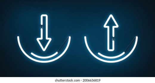 Vector realistic isolated neon sign of Upload logo for decoration and covering on the blue background.