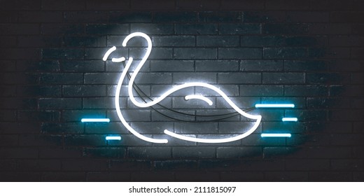 Vector realistic isolated neon sign of Swan logo for template decoration and covering on the wall background.