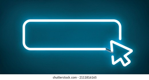 Vector realistic isolated neon sign of Click button logo for decoration and covering on the blue background.