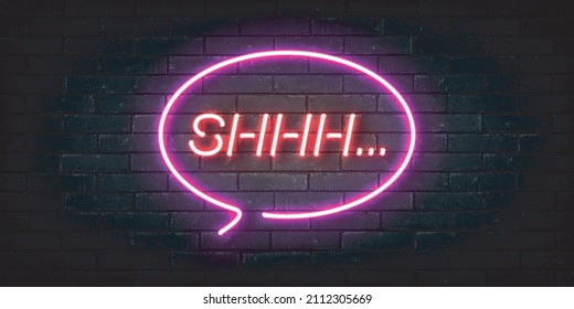 Vector realistic isolated neon sign of Shhh logo for decoration and covering on the wall background.