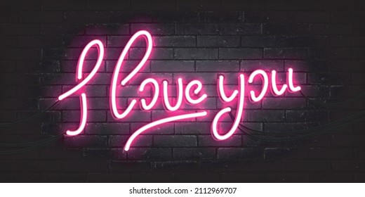 Vector realistic isolated neon sign of I Love You for template decoration and covering on the wall background.