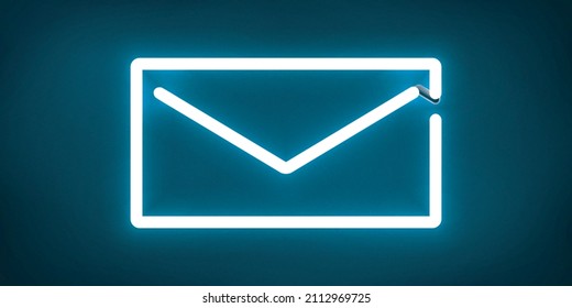Vector realistic isolated neon sign of Mail logo for decoration and covering on the blue background.