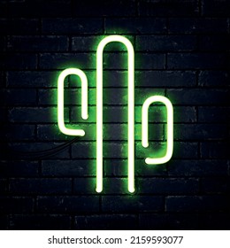 Vector realistic isolated neon sign of Cactus logo on the wall background.