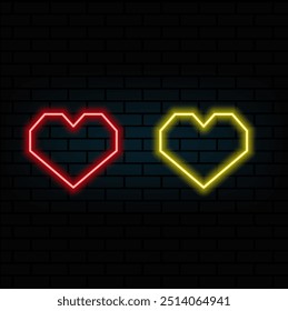 Sinal de neon isolado realista do vetor do logotipo do coração no fundo branco. Conceito de Feliz Dia dos Namorados..