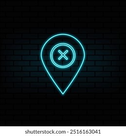 Signo de neón aislado realista del Vector del logotipo del volante del alfiler del mapa para la decoración y la cubierta en el fondo de la pared. Concepto de entrega, logística y transporte.