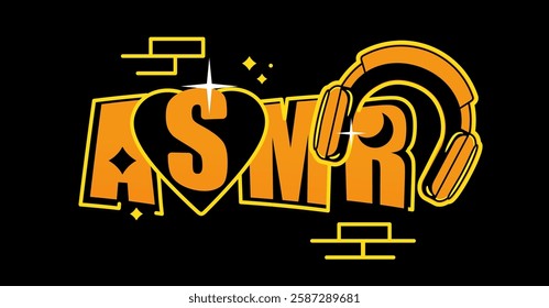 Vector realistic isolated neon sign of ASMR logo for template decoration and covering on the wall background.