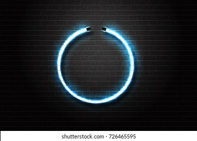 Vector realistic isolated neon sign of blue circle frame for decoration and covering on the wall background.