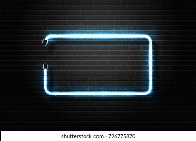 Vector realistic isolated neon sign of blue frame for decoration and covering on the wall background.