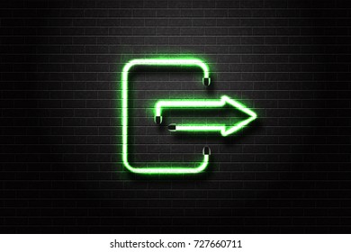 Vector realistic isolated neon sign of Exit icon for decoration and covering on the wall background.