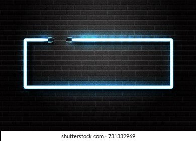 Vector realistic isolated neon sign of blue frame for decoration and covering on the wall background.