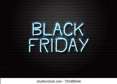 Vector realistic isolated neon sign of Black Friday lettering for decoration and covering on the transparent background. Concept of sale, clearance and discount.