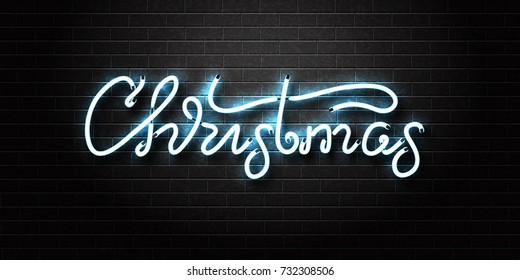 Vector realistic isolated neon sign of Christmas lettering for decoration and covering on the wall background. Concept of Merry Christmas and Happy New Year.