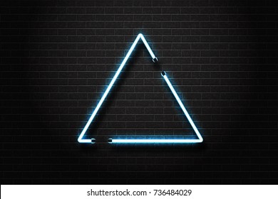 Vector realistic isolated neon sign of blue triangle frame for decoration and covering on the wall background.