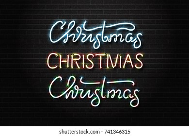 Vector realistic isolated neon sign of Christmas lettering for decoration and covering on the wall background. Concept of Merry Christmas and Happy New Year.