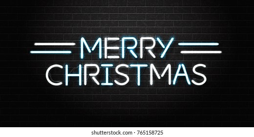 Vector realistic isolated neon sign of Christmas lettering for decoration and covering on the wall background. Concept of Merry Christmas and Happy New Year.
