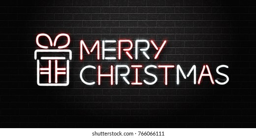 Vector realistic isolated neon sign of Christmas lettering for decoration and covering on the wall background. Concept of Merry Christmas and Happy New Year.