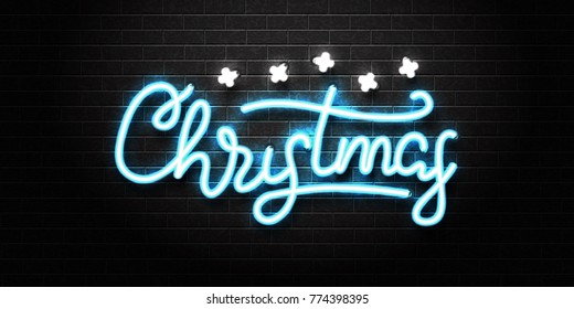 Vector realistic isolated neon sign of Christmas lettering for decoration and covering on the wall background. Concept of Merry Christmas and Happy New Year.