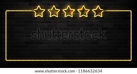Vector realistic isolated neon sign of Five Stars frame logo for decoration and covering on the wall background. Concept of luxury and VIP. Stock photo © 
