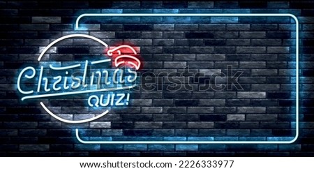 Vector realistic isolated neon sign of Christmas Quiz frame logo on the wall background. Concept of Merry Christmas and Happy New Year.