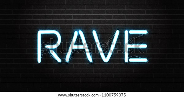 Vector Realistic Isolated Neon Sign Rave Stock Vector (Royalty Free ...