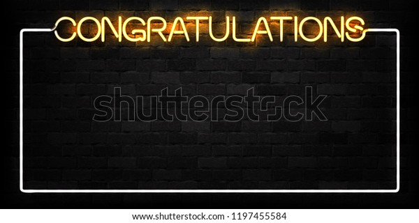 Vector Realistic Isolated Neon Sign Congratulations Stock Vector