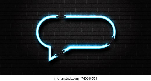 Vector realistic isolated neon speech bubble for decoration and covering on the wall background. Concept of message and network.