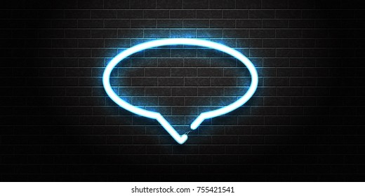 Vector realistic isolated neon speech bubble frame for decoration and covering on the wall background.