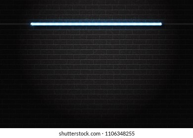 Vector realistic isolated neon tube on the wall background for decoration and covering.