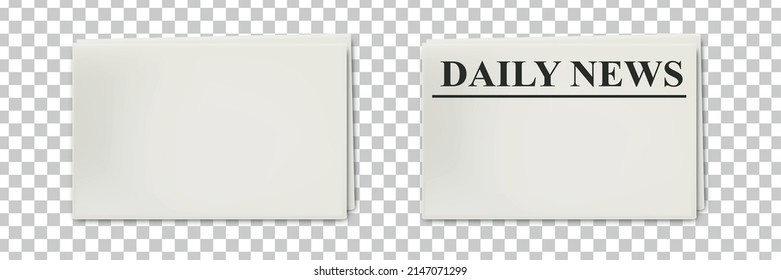 Vector realistic isolated newspaper blank template for Daily News on the transparent background.