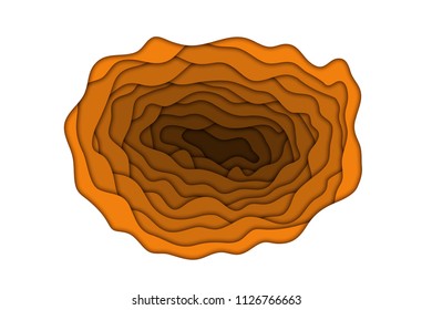 Vector realistic isolated orange paper cut layer background for decoration and covering. Concept of geometric abstract design.