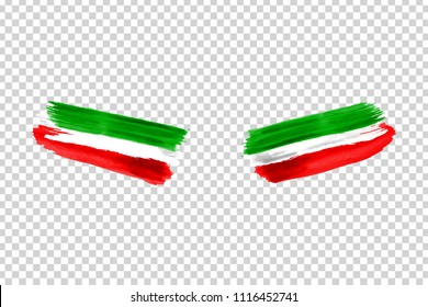 Vector realistic isolated paint on cheeks for football fans with Italy flag coloring for photo decoration and covering on the transparent background. Concept of football championship.