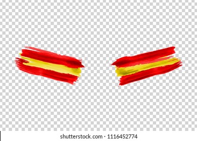 Vector realistic isolated paint on cheeks for football fans with Spain flag coloring for photo decoration and covering on the transparent background. Concept of football championship.