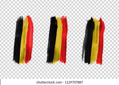 Vector realistic isolated paint on cheeks for football fans with Belgium flag coloring for photo decoration and covering on the transparent background. Concept of football championship.