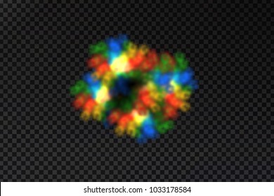 Vector realistic isolated paint powder explosion for decoration and covering on the transparent background. Concept of Happy Holi Festival.