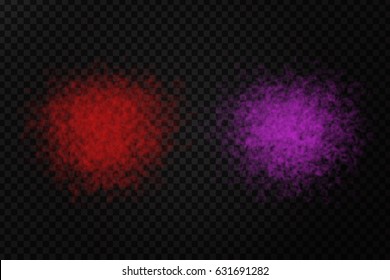 Vector realistic isolated paint powder on the transparent background. Realistic colorful smoke effect for decoration.