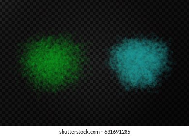 Vector realistic isolated paint powder on the transparent background. Realistic colorful smoke effect for decoration.