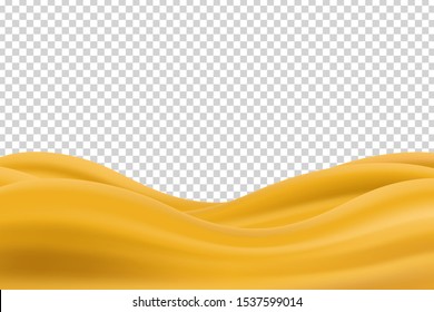 Vector realistic isolated panoramic sand field for template decoration and covering on the transparent background. Concept of beach and desert.