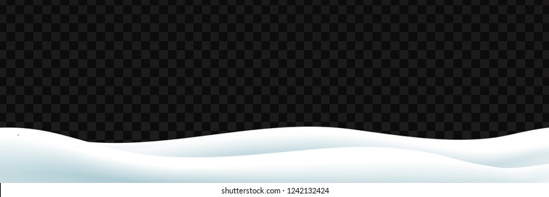 Vector realistic isolated panoramic Snow field for decoration and covering on the transparent background. Concept of Merry Christmas and Happy New Year.