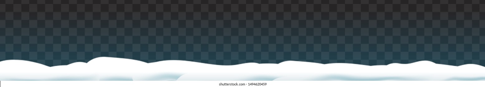 Vector realistic isolated panoramic Snow field for template decoration and covering on the transparent background. Concept of Merry Christmas and Happy New Year.
