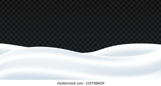 Vector realistic isolated panoramic Snow field for template decoration and covering on the transparent background. Concept of Merry Christmas and Happy New Year.