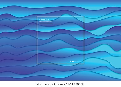 Vector realistic isolated papercut blue gradient layer background for decoration and covering. Concept of geometric abstract design template.