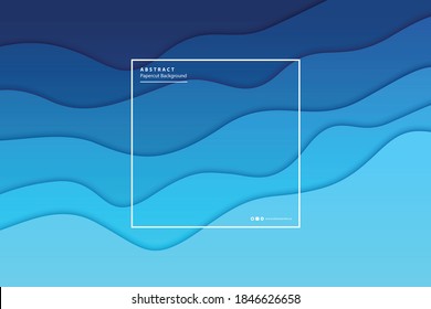 Vector realistic isolated papercut blue gradient layer background for decoration and covering. Concept of geometric abstract design template.