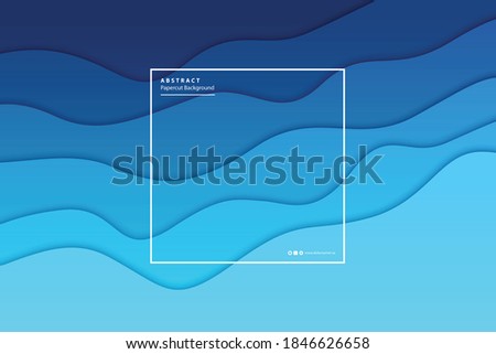 Vector realistic isolated papercut blue gradient layer background for decoration and covering. Concept of geometric abstract design template.