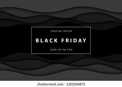 Vector realistic isolated papercut promo poster for Black Friday sale for template and layout decoration on the white background. Concept of discount and special offer.