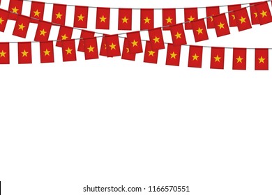 Vector realistic isolated party flags for Vietnam Independence Day for decoration and covering on the white background.