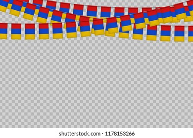 Vector realistic isolated party flags for Armenia Independence Day for decoration and covering on the transparent background.