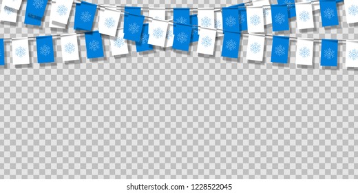 Vector realistic isolated party flags for Merry Christmas for template decoration and layout covering on the transparent background. Concept of Happy New Year.