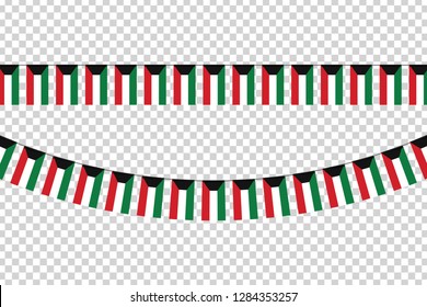 Vector realistic isolated party flags for Kuwait National Day, 25 February for template decoration and covering on the transparent background.