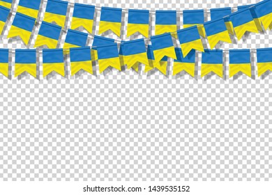 Vector realistic isolated party flags for Ukraine for template decoration on the transparent background. Concept of Ukraine Independence Day.